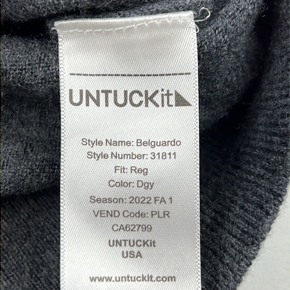 Untuckit Men's 1/4 Zip 100% Extra Fine Merino Wool Sweater - Picture 8 of 10